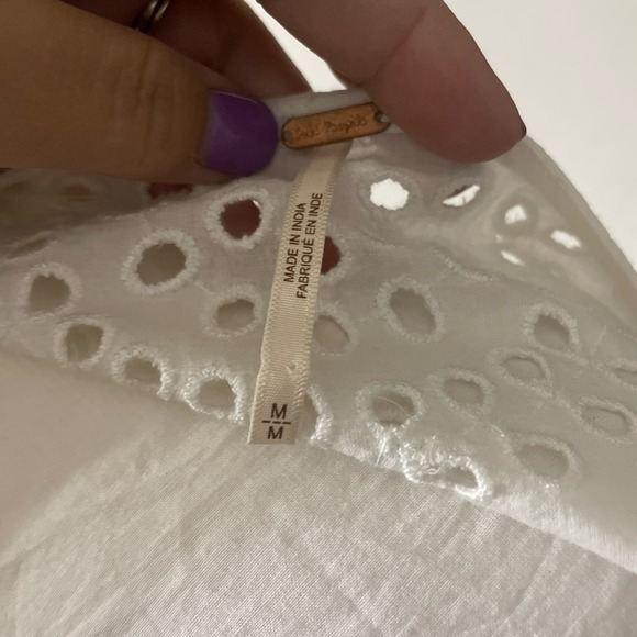 Free People Sea of Love Blouse Ivory NWOT Boho Eyelet Bell Sleeve - Picture 9 of 11